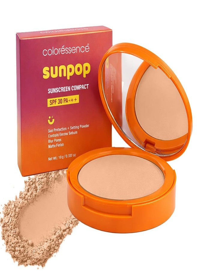 COLORESSENCE Sunpop Sunscreen Compact Powder SPF 30 PA+++, Beige, 10gm with FREE Applicator Puff | Blur Pores | Oil Control | Matte Finish | For All Skin Types - Image 1
