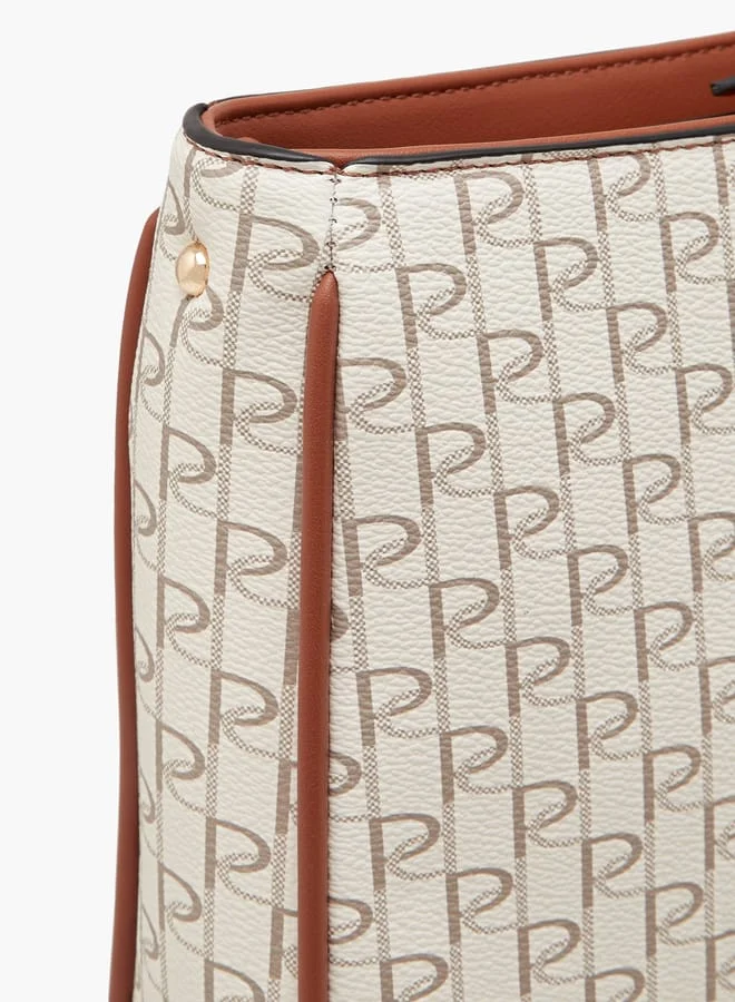 Paprika Women's Monogram Print Crossbody Bag with Adjustable Strap