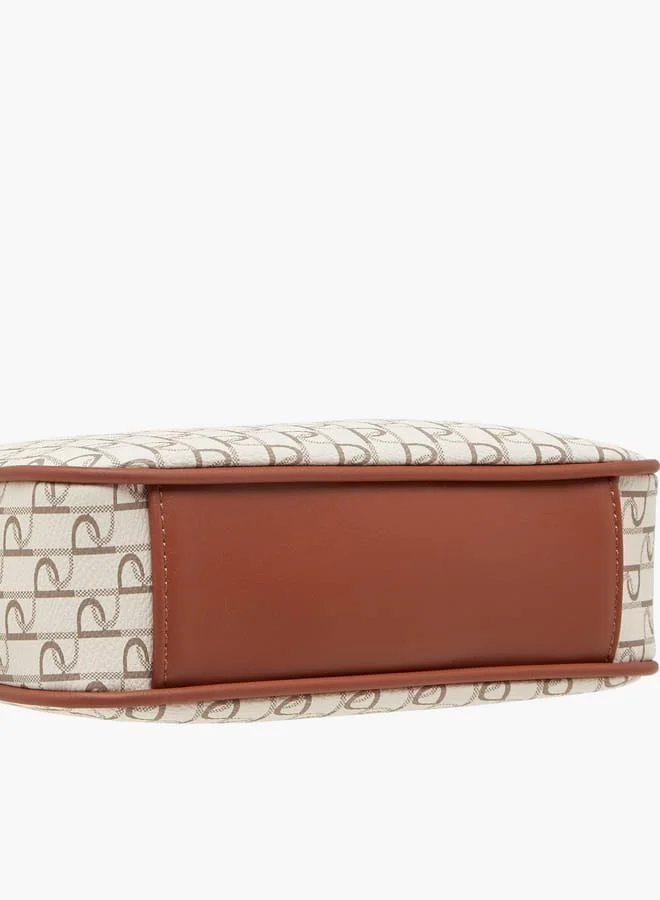 Paprika Women's Monogram Print Crossbody Bag with Adjustable Strap