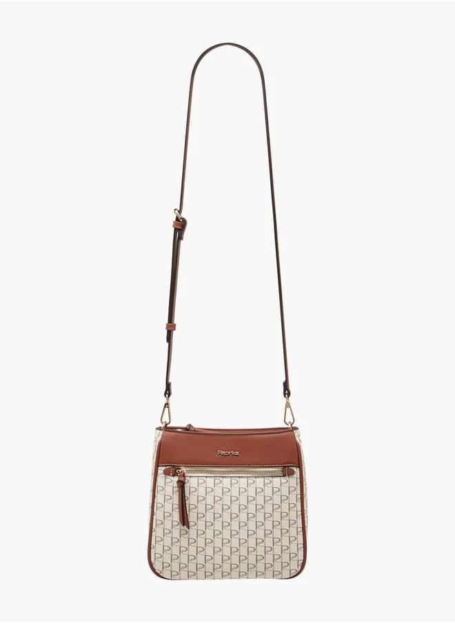 بابريكا Women's Monogram Print Crossbody Bag with Adjustable Strap