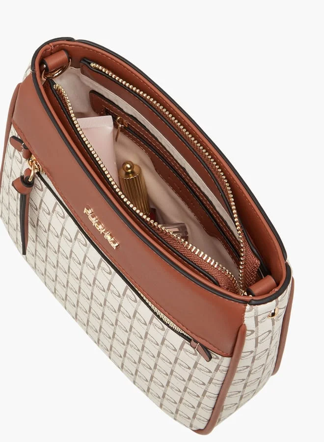 Paprika Women's Monogram Print Crossbody Bag with Adjustable Strap