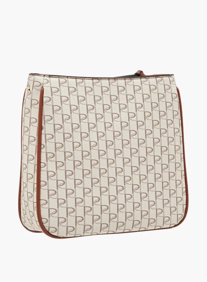 Paprika Women's Monogram Print Crossbody Bag with Adjustable Strap