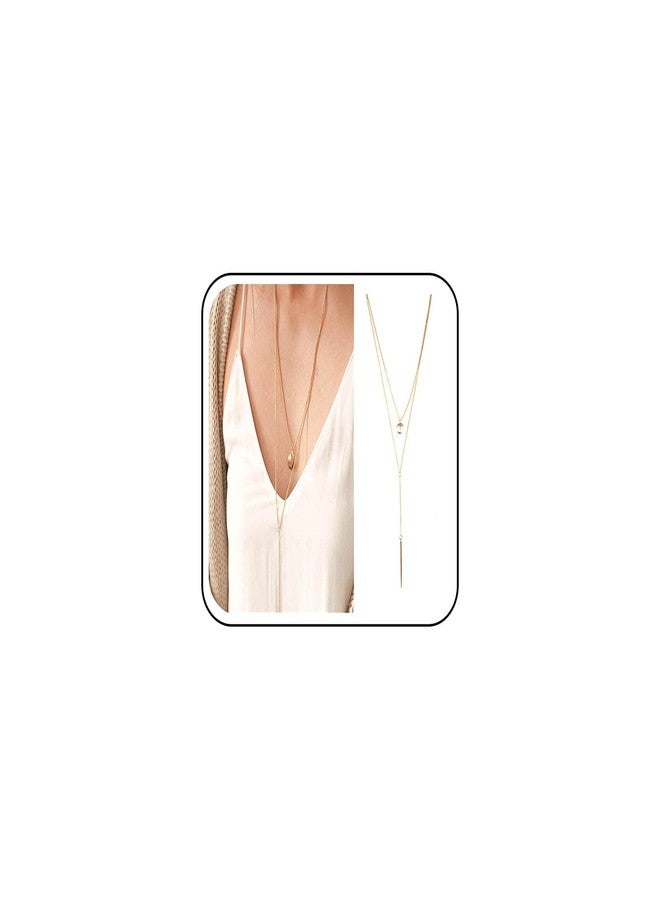 Yheakne Bohemia Layered Bar Coin Necklace Gold Vertical Bar Y Lariat Necklace Long Disc Pendant Necklace Chain Circle Necklace Jewelry for Women - Image 1