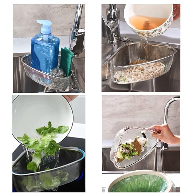 MIJILIX Kitchen Triangle Corner Sink Strainer Stainless Steel Food Catcher Standard Size - Image 4