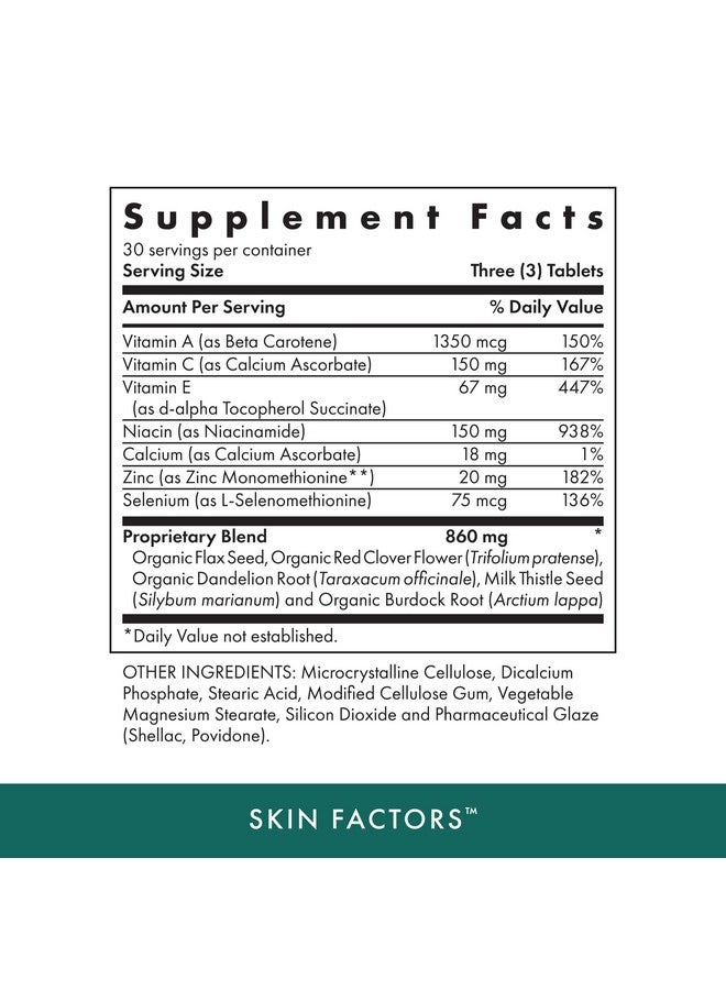 Michael's Health Naturopathic Programs Skin Factors - 90 Vegetarian Tablets - Daily Formula for Youthful-Looking Skin - Ideal for Mild & Non-Cystic Acne - Kosher - 30 Servings - Image 2