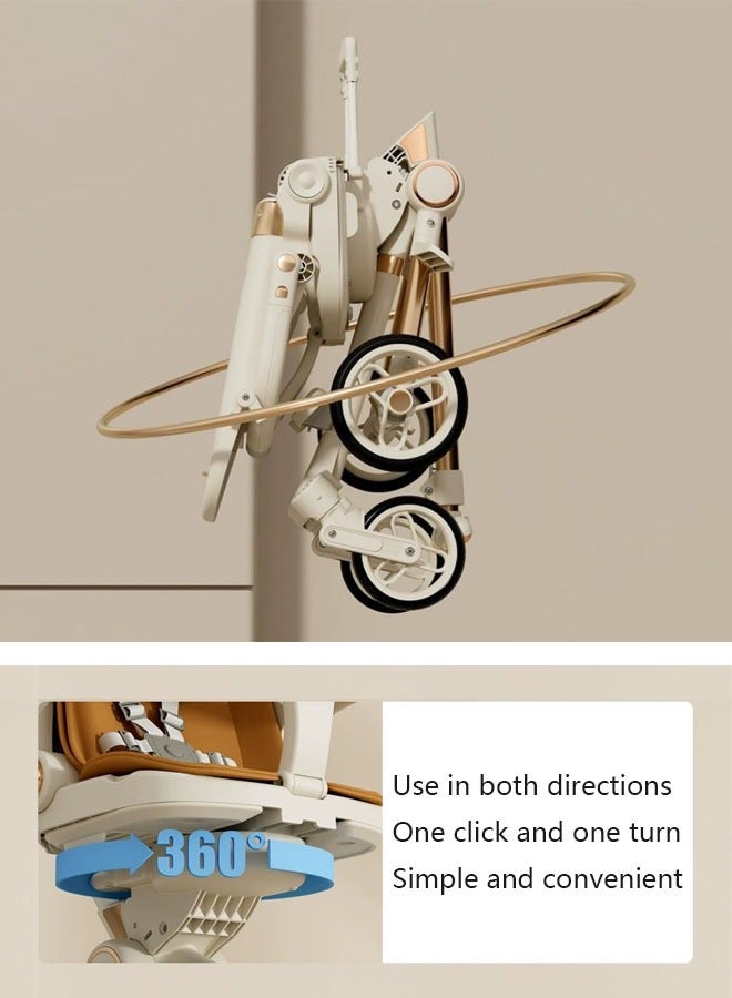 عربة أطفال خفيفة الوزن، حقيبة سفر متعددة الوظائف، عربة أطفال قابلة للطي بيد واحدة للمواليد الجدد والرضع والأطفال، مع صينية طعام، وواقي شمس ومقعد متكئ قابل للعكس - Image 3