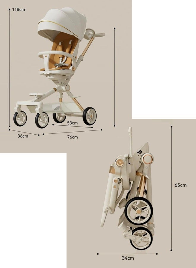 عربة أطفال خفيفة الوزن، حقيبة سفر متعددة الوظائف، عربة أطفال قابلة للطي بيد واحدة للمواليد الجدد والرضع والأطفال، مع صينية طعام، وواقي شمس ومقعد متكئ قابل للعكس - Image 2