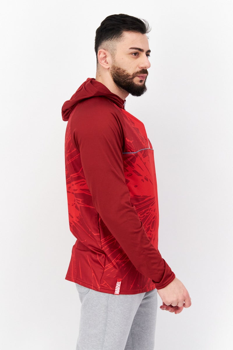DIFUZED Marvel x Difuzed Men Hooded Marvel Print Long Sleeve Sweatshirts, Red - Image 4