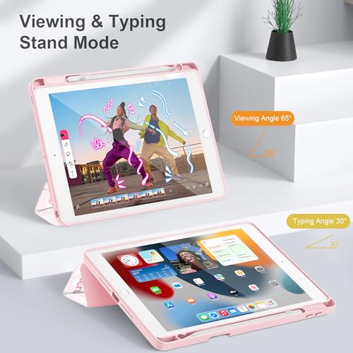 May Chen for iPad 9th Generation with Pencil Holder, iPad 8th/7th Gen Case 10.2-inch, [Penceil Holder] Trifold Stand Auto Wake/Sleep Clear TPU Protection Back Cover, Bowknot Kitten - Image 5