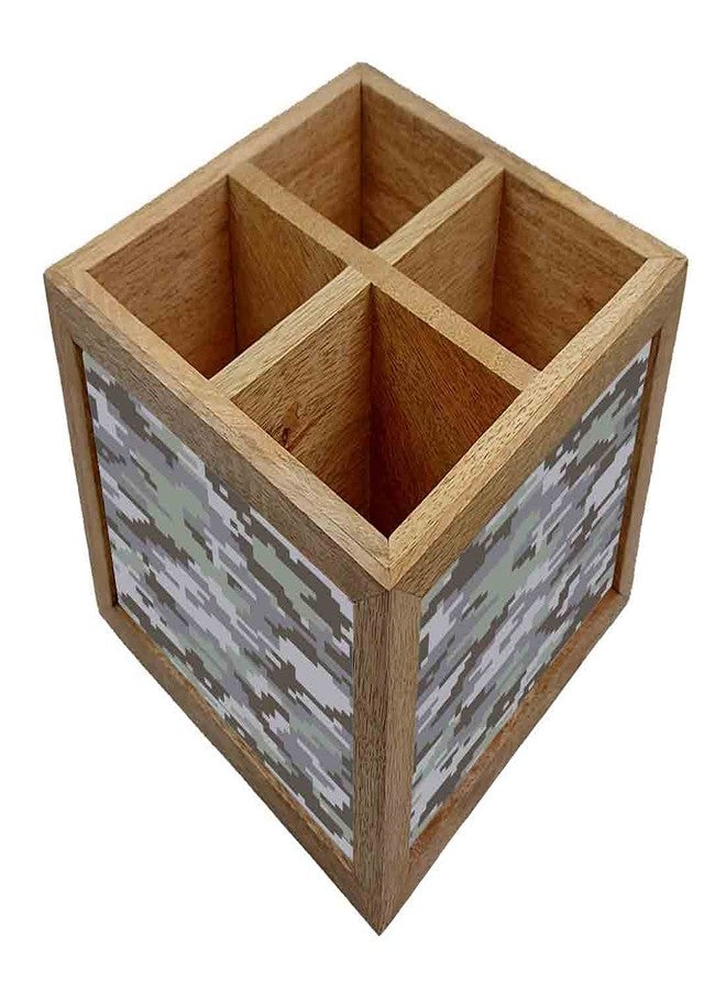 Nutcase Wooden Cutlery Stand Holder Silverware Caddy Spoons Forks Knives Organizer for Dining Table & Kitchen -Made in India-Spoons NOT Included - Gray Camo - Image 2