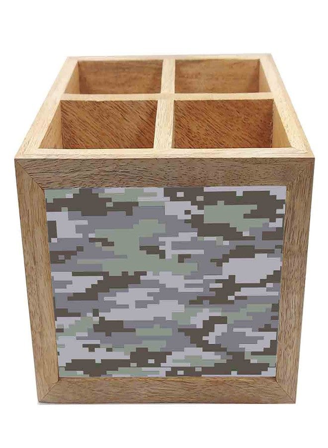 Nutcase Wooden Cutlery Stand Holder Silverware Caddy Spoons Forks Knives Organizer for Dining Table & Kitchen -Made in India-Spoons NOT Included - Gray Camo - Image 3