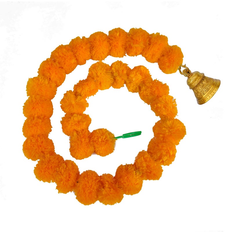 iHandikart iHandikart Artificial Garlands with Bell in The Bottom Used for Navratri Decoration Diwali Decorations Color Light Orange Pack of 10 HV31042B  - Image 5