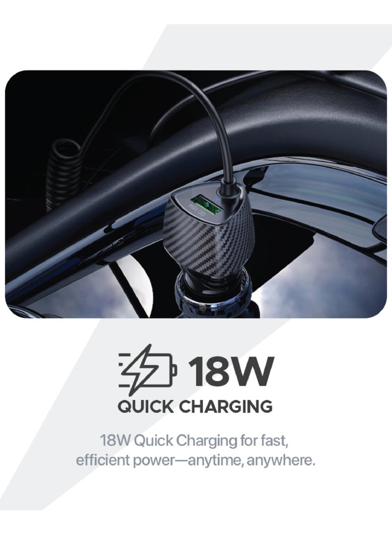 Lycka Rocket PD48 Plus Type-C Car Charger, 1.8 Meter Built-in Spiral Charging Cable, 48W Max Output - Image 3