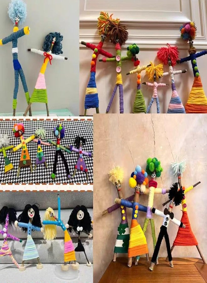Qupace 5 Sets Wooden Doll DIY Craft Kits for Easter,Includes Yarn, Tubular Cleaners, Pompoms, Moving Eyes,Lace.Crafts for Kids and Adult Party - Image 4