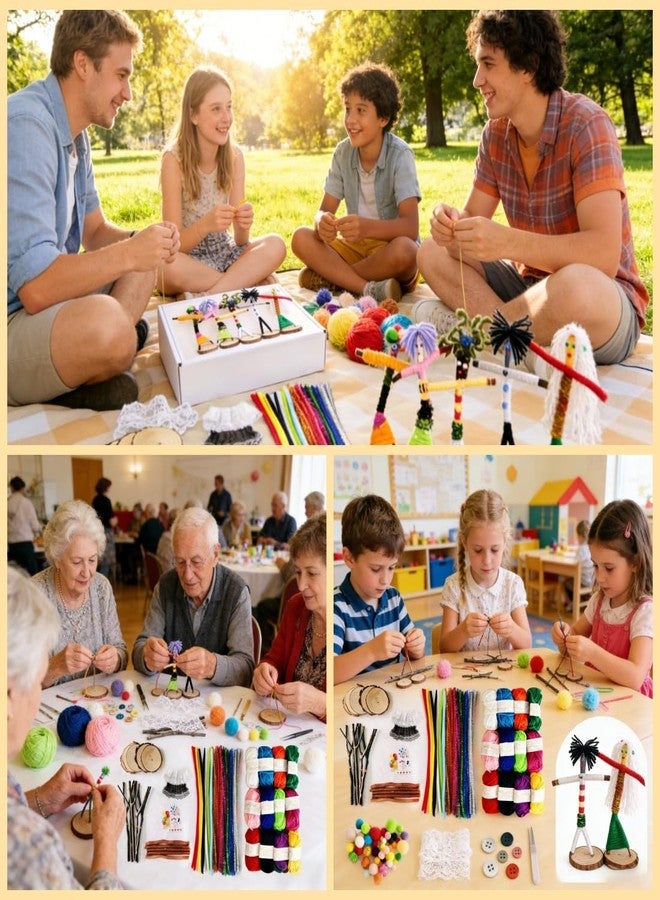Qupace 5 Sets Wooden Doll DIY Craft Kits for Easter,Includes Yarn, Tubular Cleaners, Pompoms, Moving Eyes,Lace.Crafts for Kids and Adult Party - Image 3