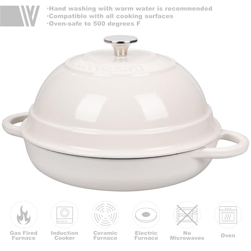 VORRINGARD Cast Iron Enameled Dutch Oven Pot with Lid for Bread Baking, Bread Oven, 6 Quart, White - Image 3