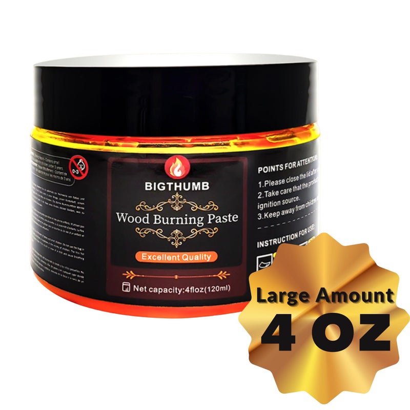 BIGTHUMB Wood Burning Gel Kit 4 OZ | Heat Activated Non-Toxic Paste for DIY Crafting, with Mini Scraper, Template Sticker, Paint Brush - Accurately & Easily Burn Designs on Wood, Canvas, Denim - Image 1
