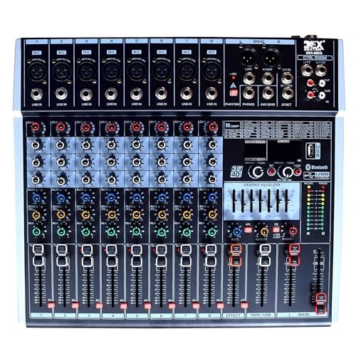 kh Professional 8 Channel Mixer Sound Board Console 99 DSP, 8 Channel Desk System WITH EQ, Interface Digital USB MP3 Input 48V Phantom Power Stereo DJ Studio, Bluetooth USB Audio Mixer for PC - Image 1