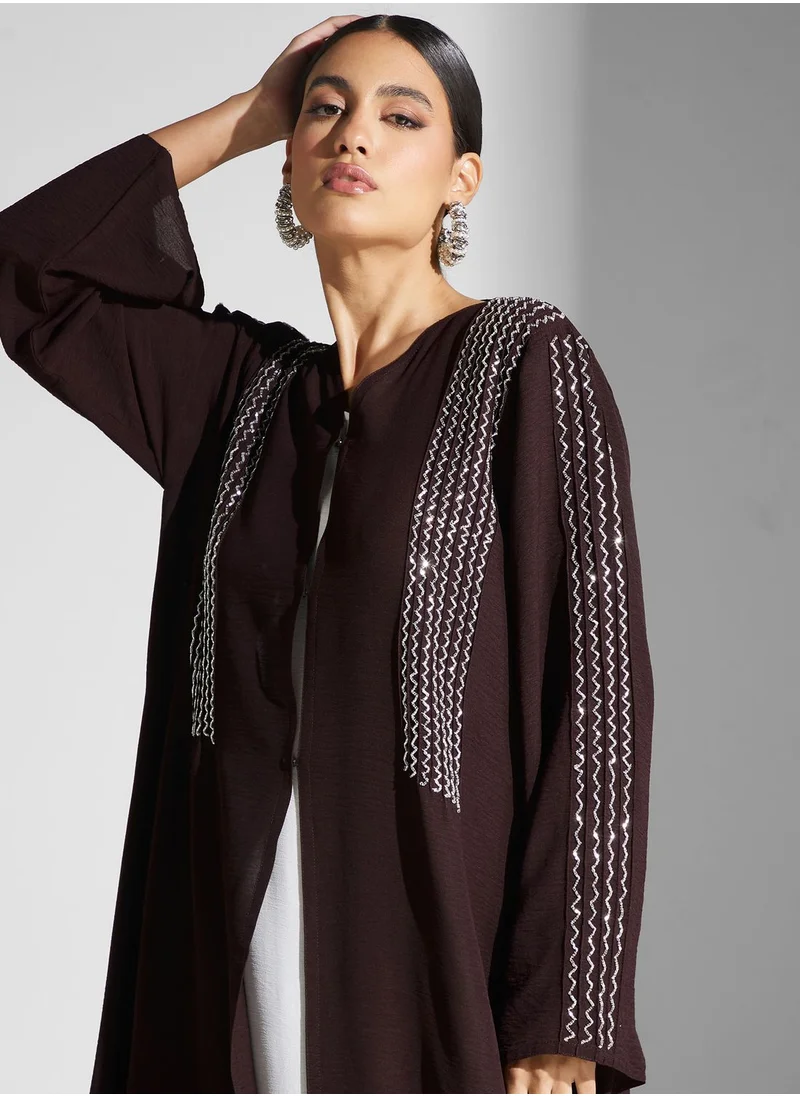 hayas closet Embellished Button Detail Abaya