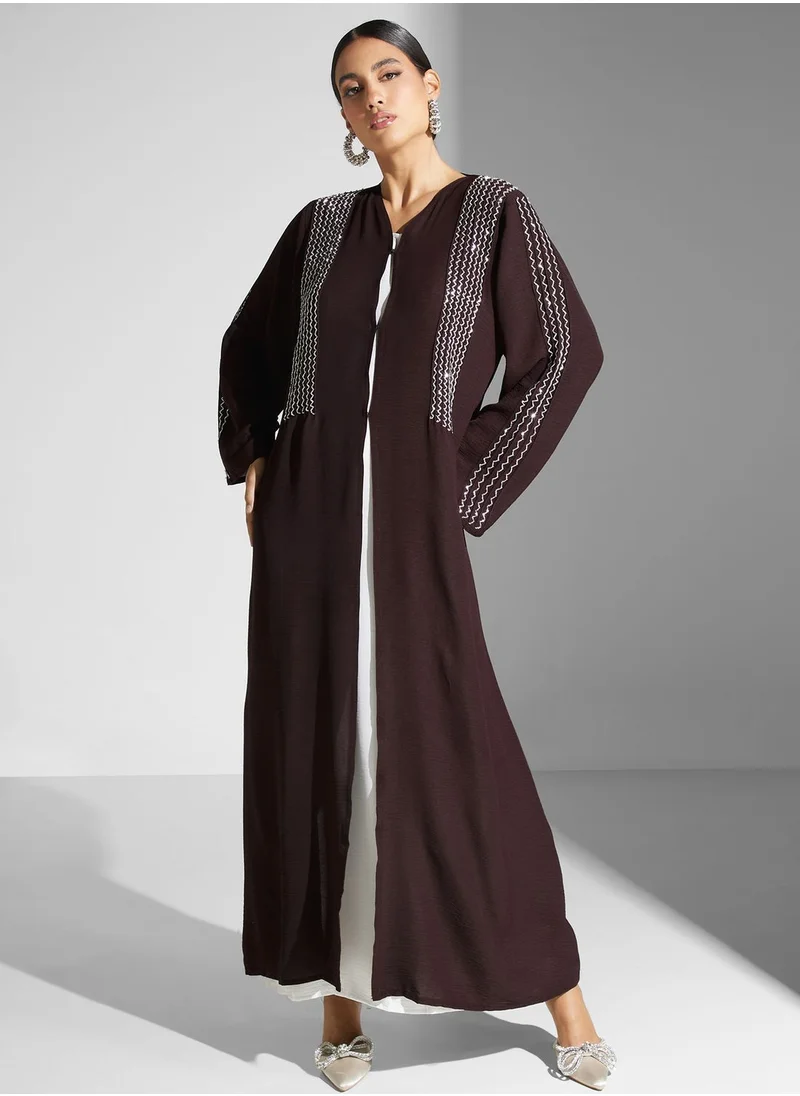hayas closet Embellished Button Detail Abaya