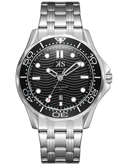 KENNETH SCOTT Men's Stainless Steel Analog Watch K22009-SBSB - 48 mm