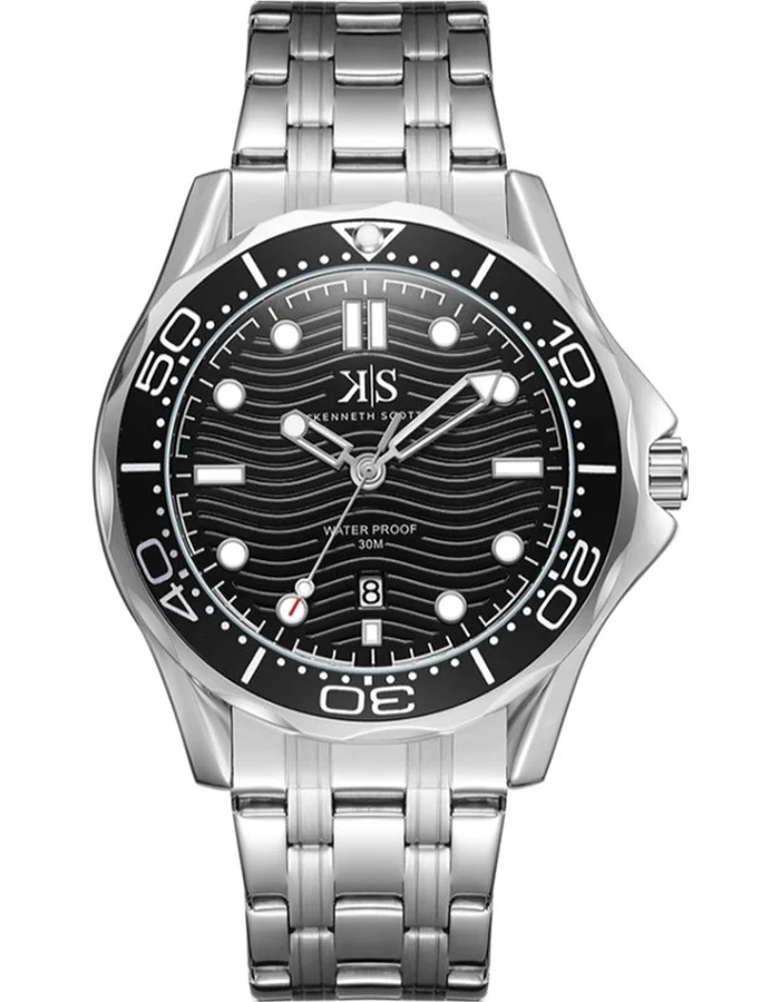 KENNETH SCOTT Men's Stainless Steel Analog Watch K22009-SBSB - 48 mm