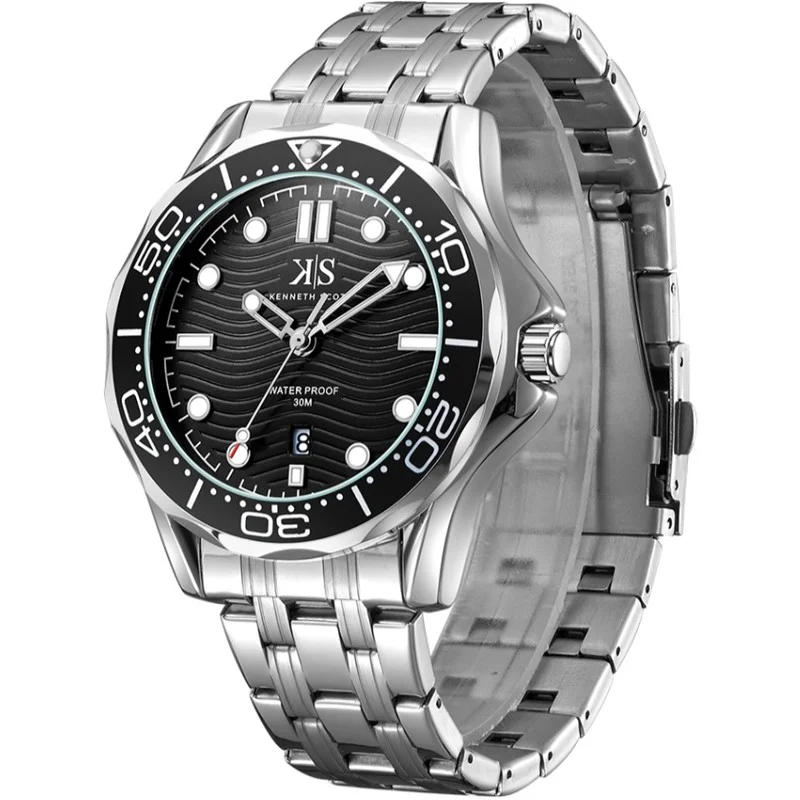 KENNETH SCOTT Men's Stainless Steel Analog Watch K22009-SBSB - 48 mm