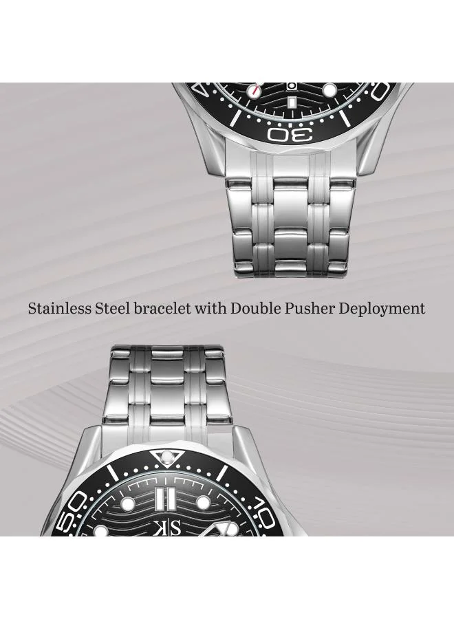 Kenneth Scott Black Men's Stainless Steel Analog Watch K22009-SBSB - 48 mm for Men | Best Price UAE