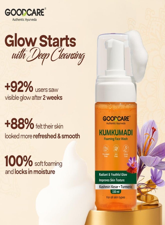GOOD CARE Goodcare Kumkumadi Foaming Face Wash | Kashmiri Saffron & Turmeric | Brightens, Refines Pores | Ayurvedic, SLS & Paraben-Free | 150 ML - Image 2
