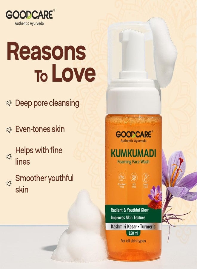 GOOD CARE Goodcare Kumkumadi Foaming Face Wash | Kashmiri Saffron & Turmeric | Brightens, Refines Pores | Ayurvedic, SLS & Paraben-Free | 150 ML - Image 3