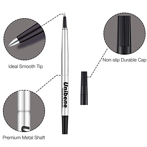 Unibene Parker Compatible Rollerball Refill 6 Pack, 0.7mm Medium Point - Black, Smooth Writing Replaceable German Gel Ink Pen Refills for IM Sonnet Urban Pens - Image 2