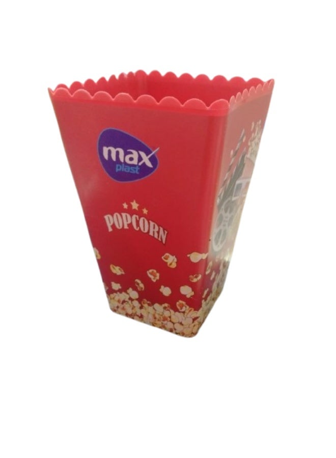 ماكس بلاست علبة من البلاستيك للفشار لون أحمر - Image 1