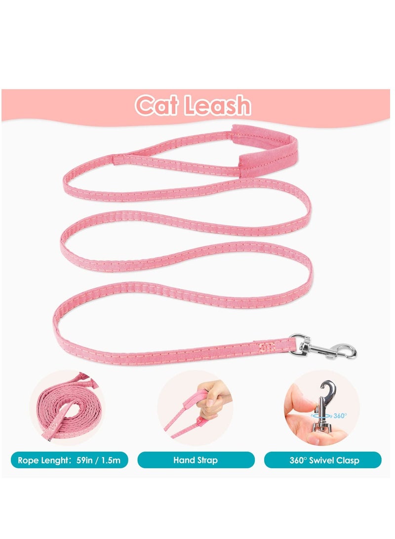 Escape Proof Cat Harness and Lead Set for Walking Adjustable Soft Sturdy Faux Suede Kitten Vest Harness and Leash With Reflective Strip for Large/ Medium Cats - Image 5