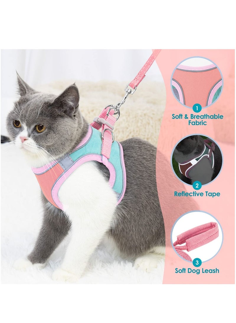 Escape Proof Cat Harness and Lead Set for Walking Adjustable Soft Sturdy Faux Suede Kitten Vest Harness and Leash With Reflective Strip for Large/ Medium Cats - Image 3