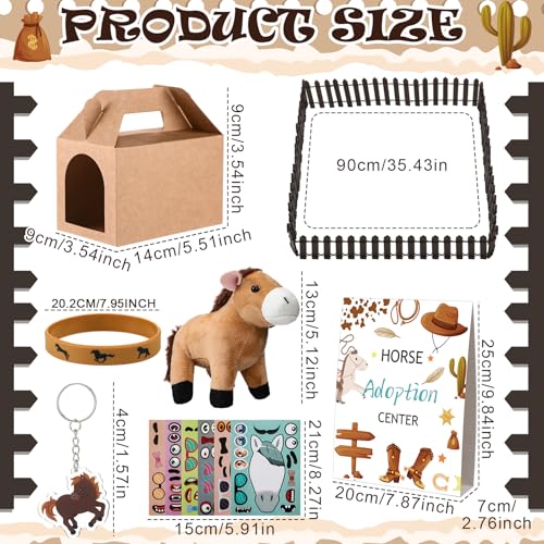 Halloscume 44 Pcs Adopt a Horse Party Favors Include Stuffed Farm Animals Foldable Boxes Adoption Card Fence Silicone Bracelet Keychain Sticker for Pony Themed Party Favor Supplies Decoration - Image 3