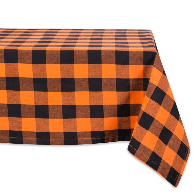 DII DII Buffalo Check Collection  Classic Farmhouse Tablecloth  Tablecloth  60x104  Orange & Black  - Image 1