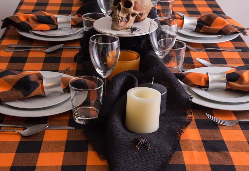 DII DII Buffalo Check Collection  Classic Farmhouse Tablecloth  Tablecloth  60x104  Orange & Black  - Image 4