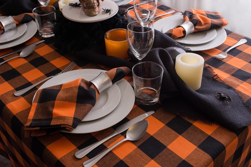 DII DII Buffalo Check Collection  Classic Farmhouse Tablecloth  Tablecloth  60x104  Orange & Black  - Image 5