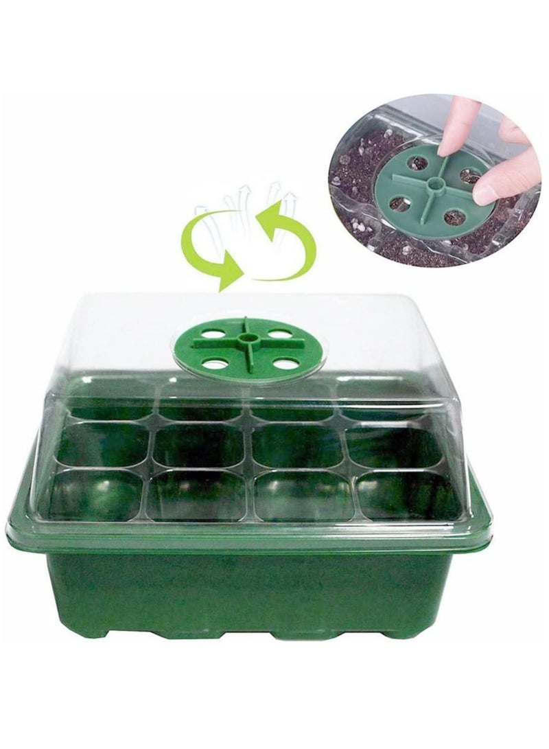 Gerenic 10 Pack Seed Starter Tray Seedling Starter Kits, Plant Starter Kit with Humidity Domes and Base Indoor Greenhouse Mini Propagator Station for Seeds Growing Starting (12 Cells per Tray) - Image 3