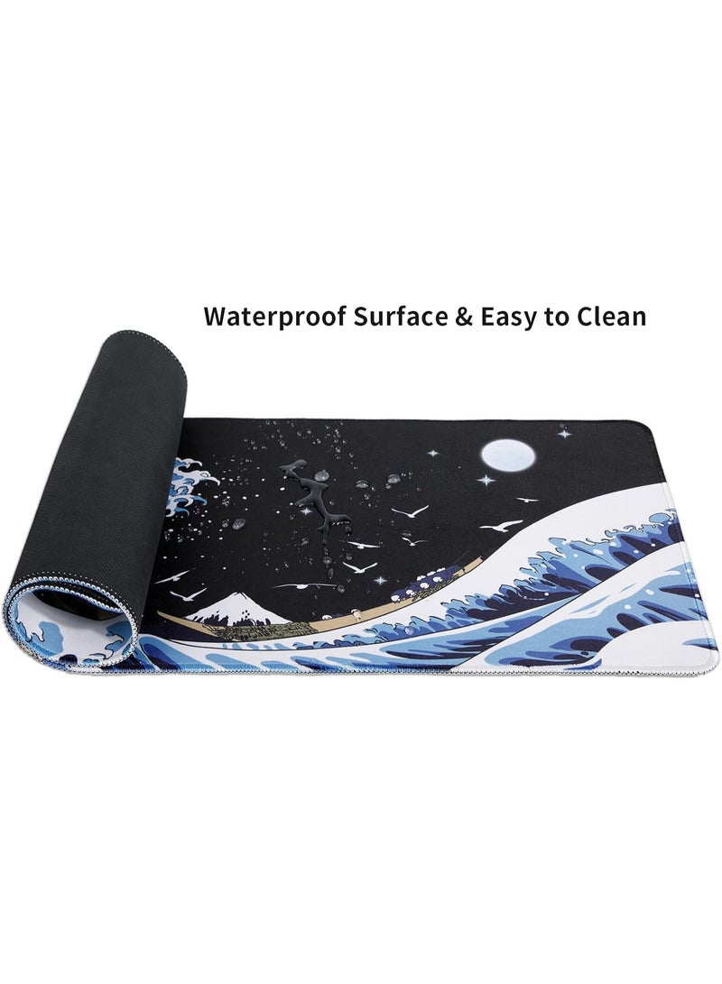 Arabest Gaming Mouse Pad for Desk,Large Wave Mousepad Laptop,Black Japanese Anime Mouse Mat,Waterproof Keyboard Pads,Big Non-Slip Mousepads for Game Office Home  - Image 3