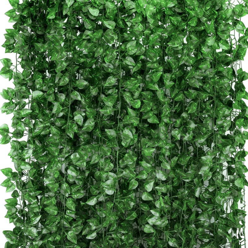 Tbestmax 473 Feet 72 Pack Artificial Ivy Leaf Plants Green Vine Leaves Greenery Hanging Garland Fake Foliage Flowers for Home Kitchen Garden Office Wedding Wall Decor