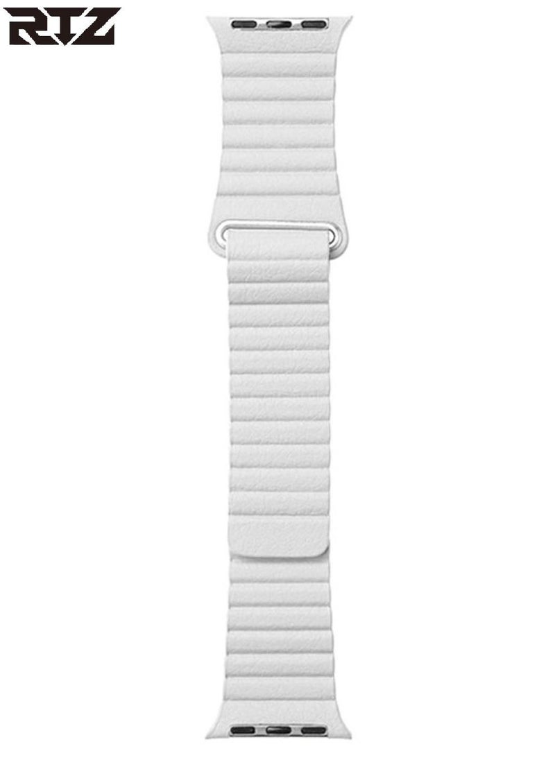 RTZ - Magnetic Leather Band For Apple Watch 42/44/45mm White - Image 1