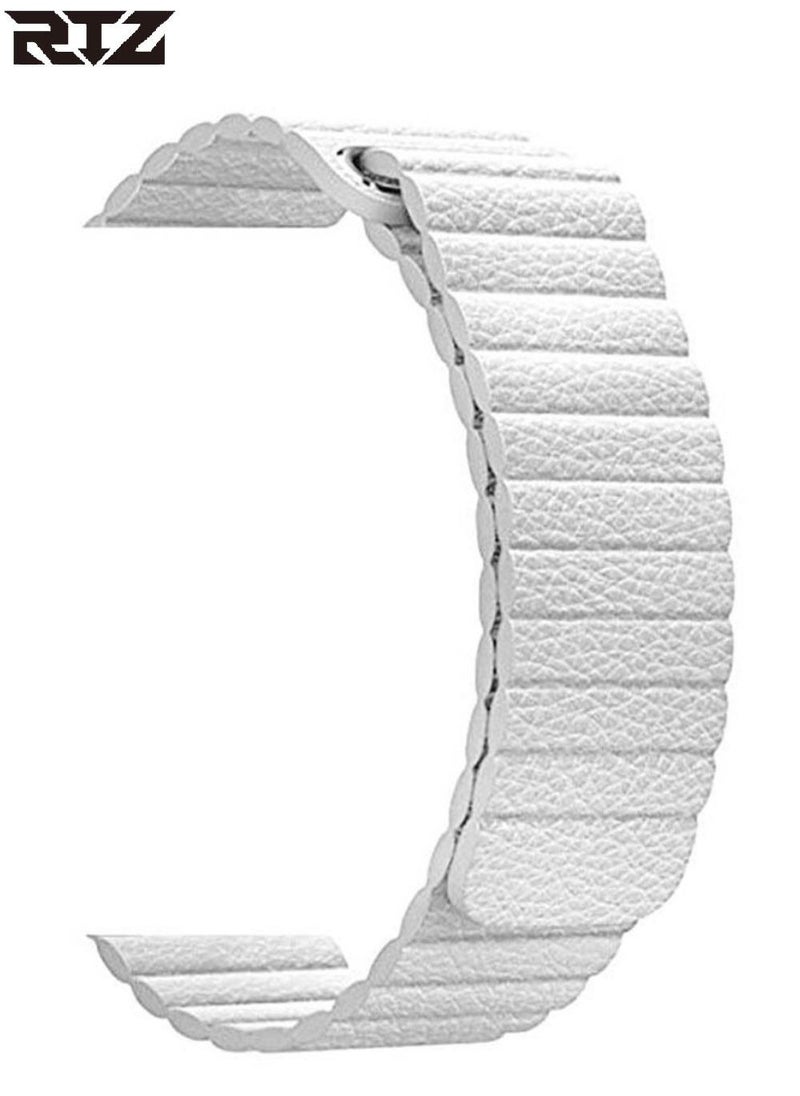 RTZ - Magnetic Leather Band For Apple Watch 42/44/45mm White - Image 1