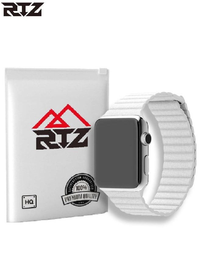 RTZ - Magnetic Leather Band For Apple Watch 42/44/45mm White - Image 1