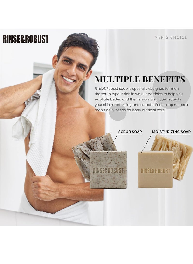 Rinse & Robust Rinse & Robust Mens Soap Bar Set 6Pcs Natural Handmade Cleansing Bar Soap Set Moisturizing&Exfoliating Scrub Soap Gift for Men All Skin Type| 6 Different Scents |3.5 oz of 6 Bars  - Image 3
