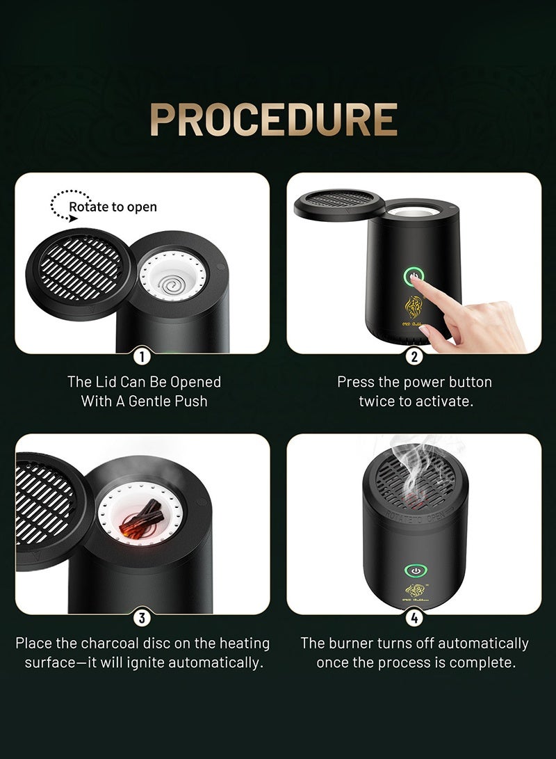 Oud Bukhoor New Upgraded 2.0 Rotary Cover Portable Electric Incense Burner Fast Burning and Rich Smoke Bakhoor Burner for Home BK-19 - Image 3