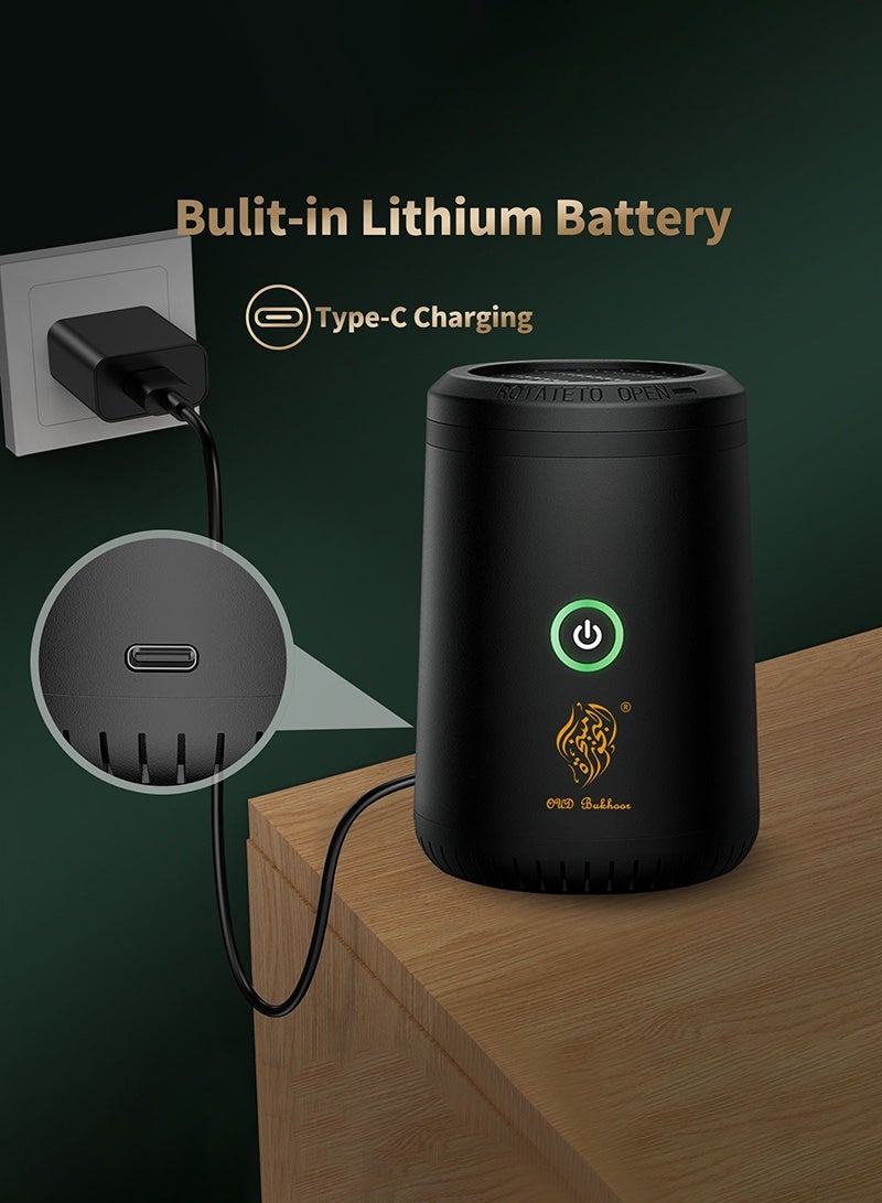 Oud Bukhoor New Upgraded 2.0 Rotary Cover Portable Electric Incense Burner Fast Burning and Rich Smoke Bakhoor Burner for Home BK-19 - Image 5