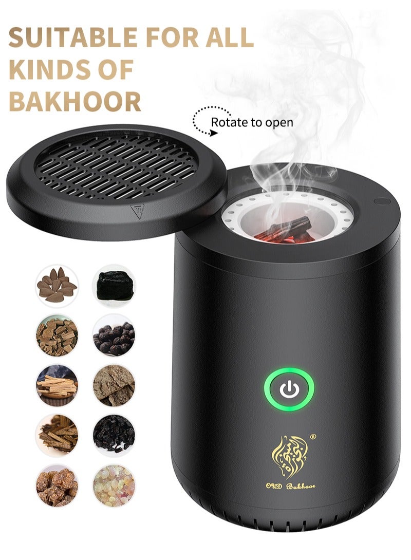 Oud Bukhoor New Upgraded 2.0 Rotary Cover Portable Electric Incense Burner Fast Burning and Rich Smoke Bakhoor Burner for Home BK-19 - Image 1
