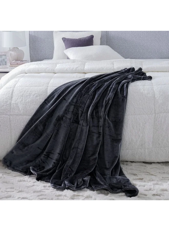 DANUBE HOME Micro Flannel Blankets Single 150X220Cm Silver