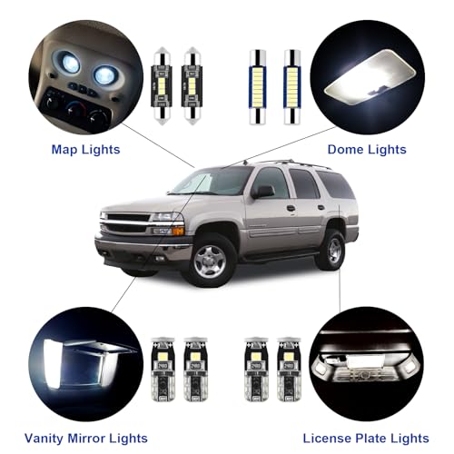 EASY EAGLE 21Pcs Car Interior Lights: Super Bright Bulbs 6000K White LED for 2000 2001 2002 2003 2004 2005 2006 Chevy Tahoe/Suburban all models Lighting Package Kit Includes Light Accessories + Install Tool - Image 2
